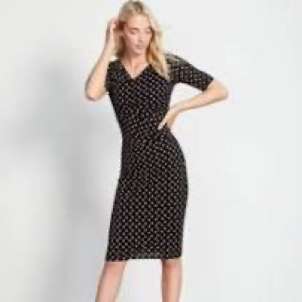 Boden Black Rita Ruched Jersey Dress Sz 8L